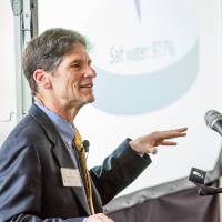 Al Steinman speaking at the Sarasota event.